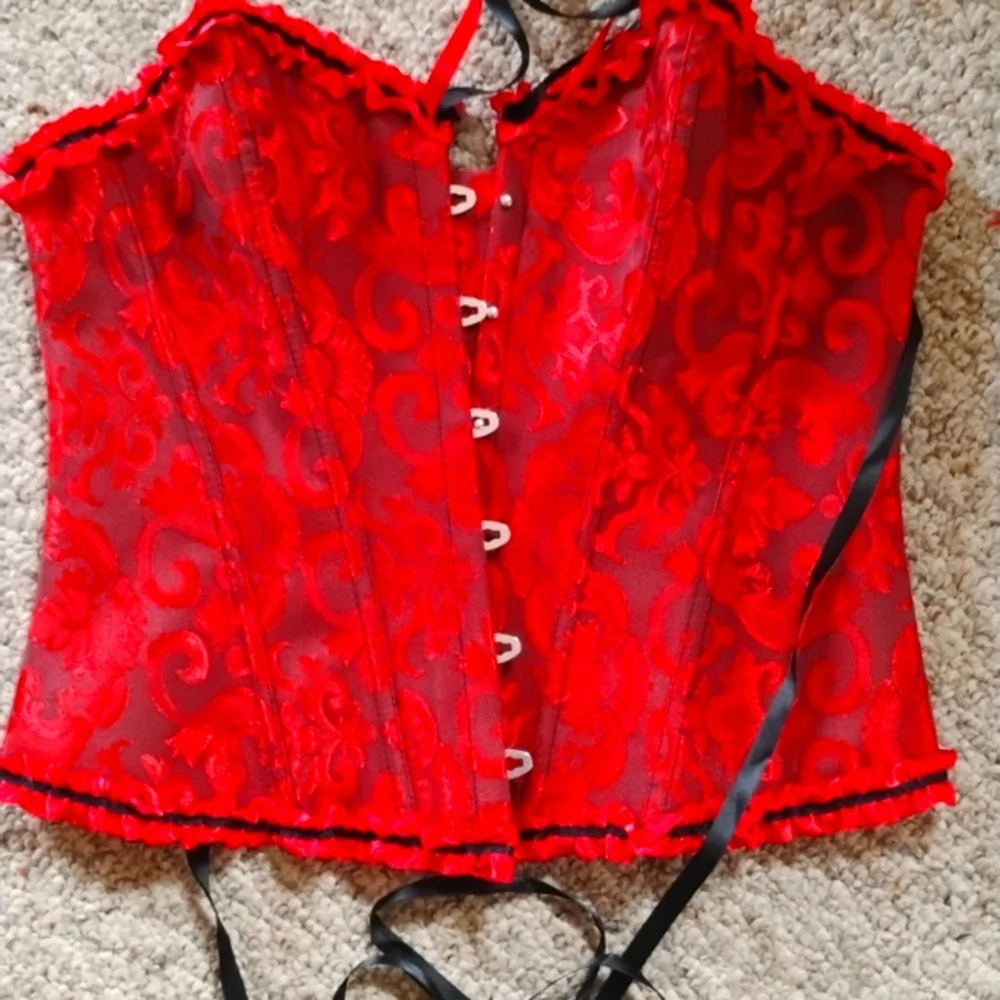 Corset Bustier BOUDOIR Night Light Bead Handle Burgundy & Black SEXY MOOD LIGHT